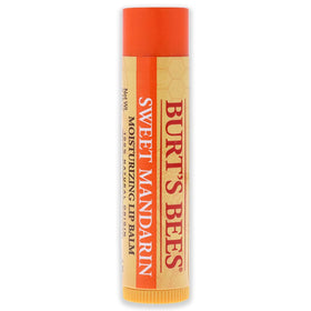 Burt's Bees Sweet Mandarin Lip Balm 8-pack close-up shows smooth application.