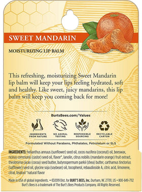 Burt's Bees Sweet Mandarin Lip Balm 8-pack twist cap ready for travel.