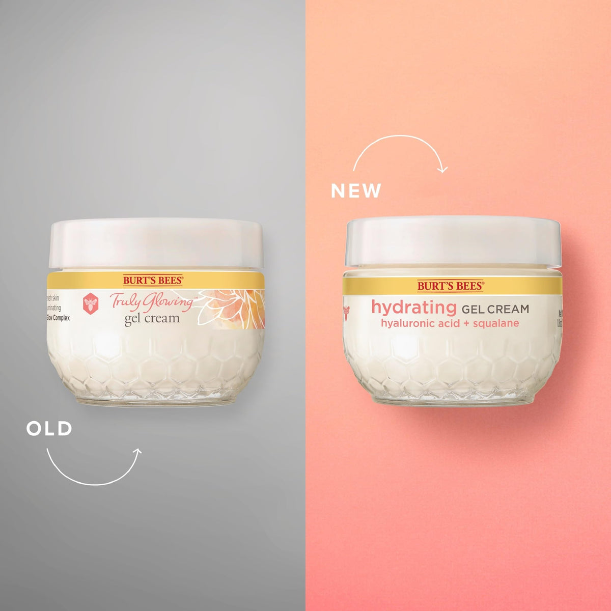 Close-up of Burt's Bees Truly Glowing Gel Cream dispense action in hand