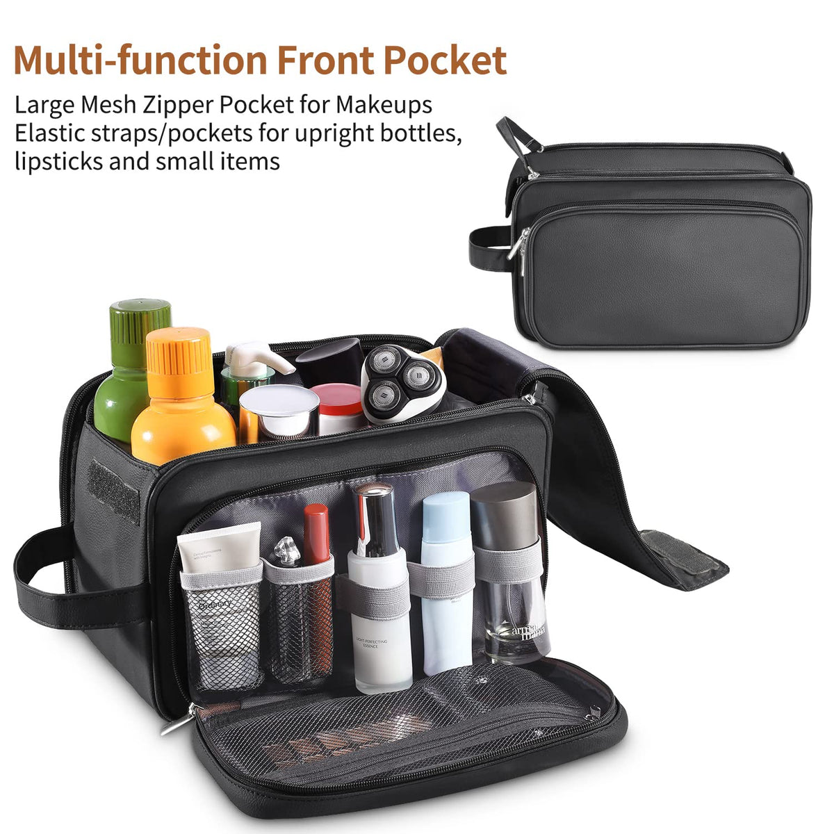 Buruis toiletry bag large capacity keeps grooming items organized.