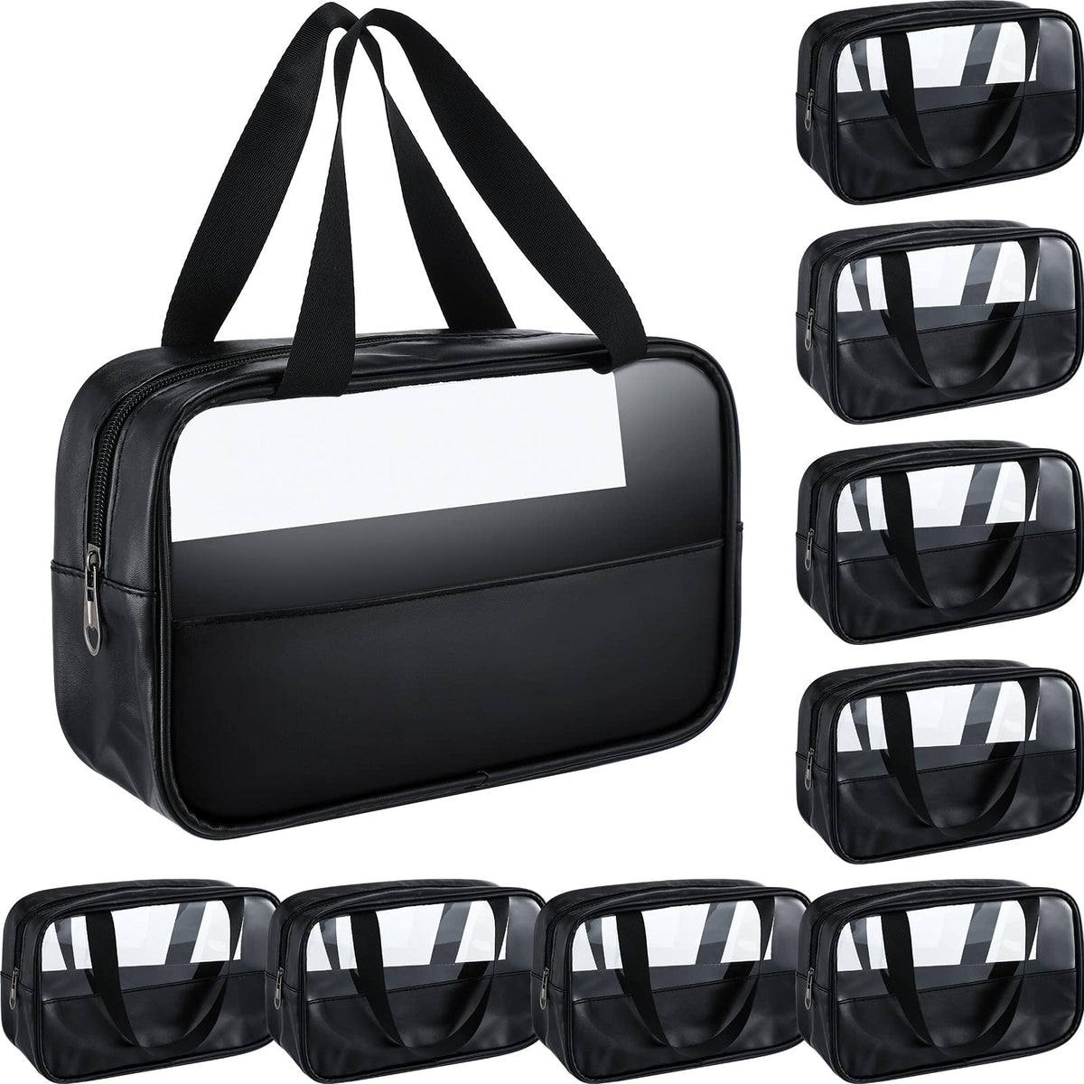 Buryeah 9 Pcs translucent makeup bags set with clear visibility for quick access