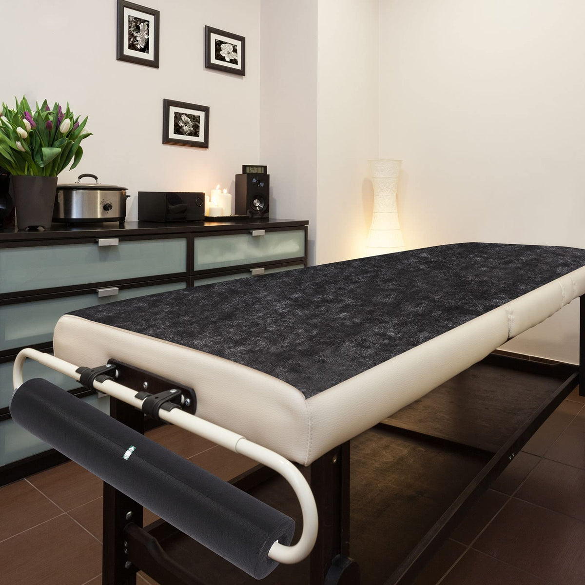 Buryeah protective layer between client and upholstery supports sanitary practice.