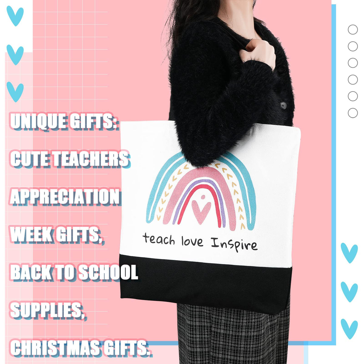 Buryeah teacher appreciation makeup bag front view ideal for cosmetics on the go.