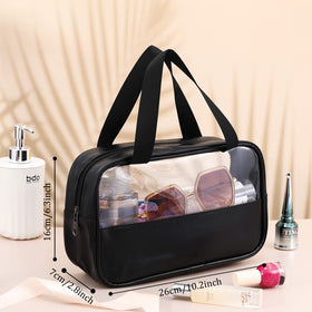 Buryeah waterproof travel makeup bag with hanging handle for easy access and drying