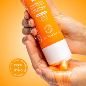 Bushbalm Hydrating Shave Jelly for bikini area shows skin-friendly cushiony shave
