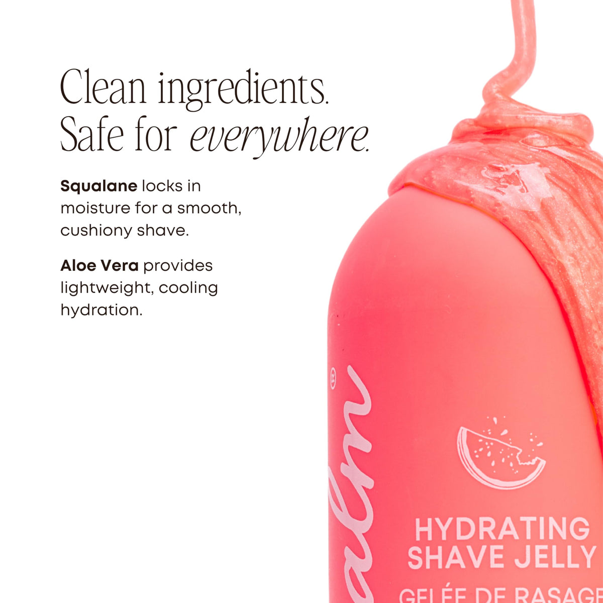 Razor gliding over skin with Bushbalm Hydrating Shave Jelly for gentle shaving