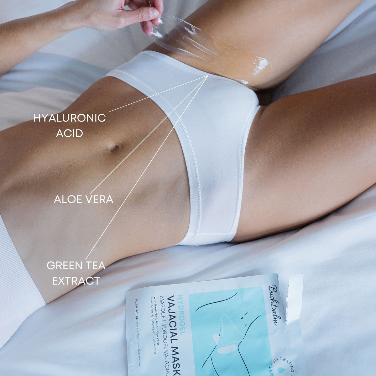 Texture of Bushbalm Vajacial Mask on bikini line after hair removal
