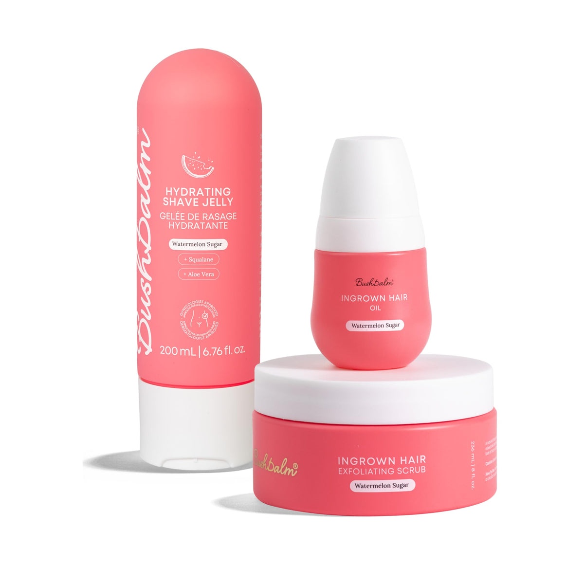 Bushbalm Watermelon Sugar Hydrating Shave Jelly bottle delivers a smooth shave with hydration