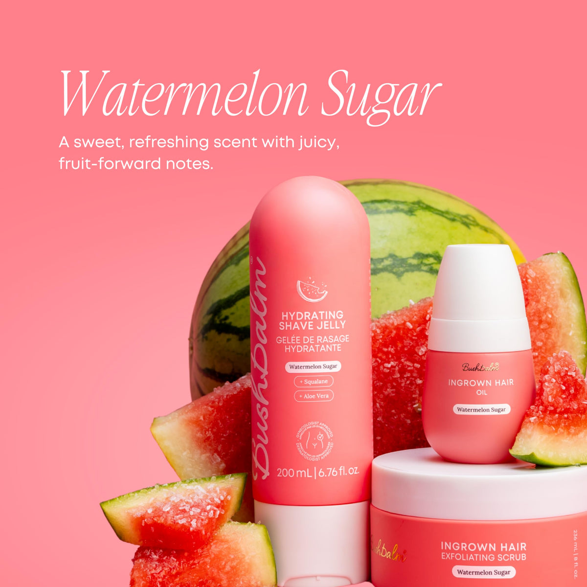 Bushbalm Watermelon Sugar hydration close-up on refreshed skin