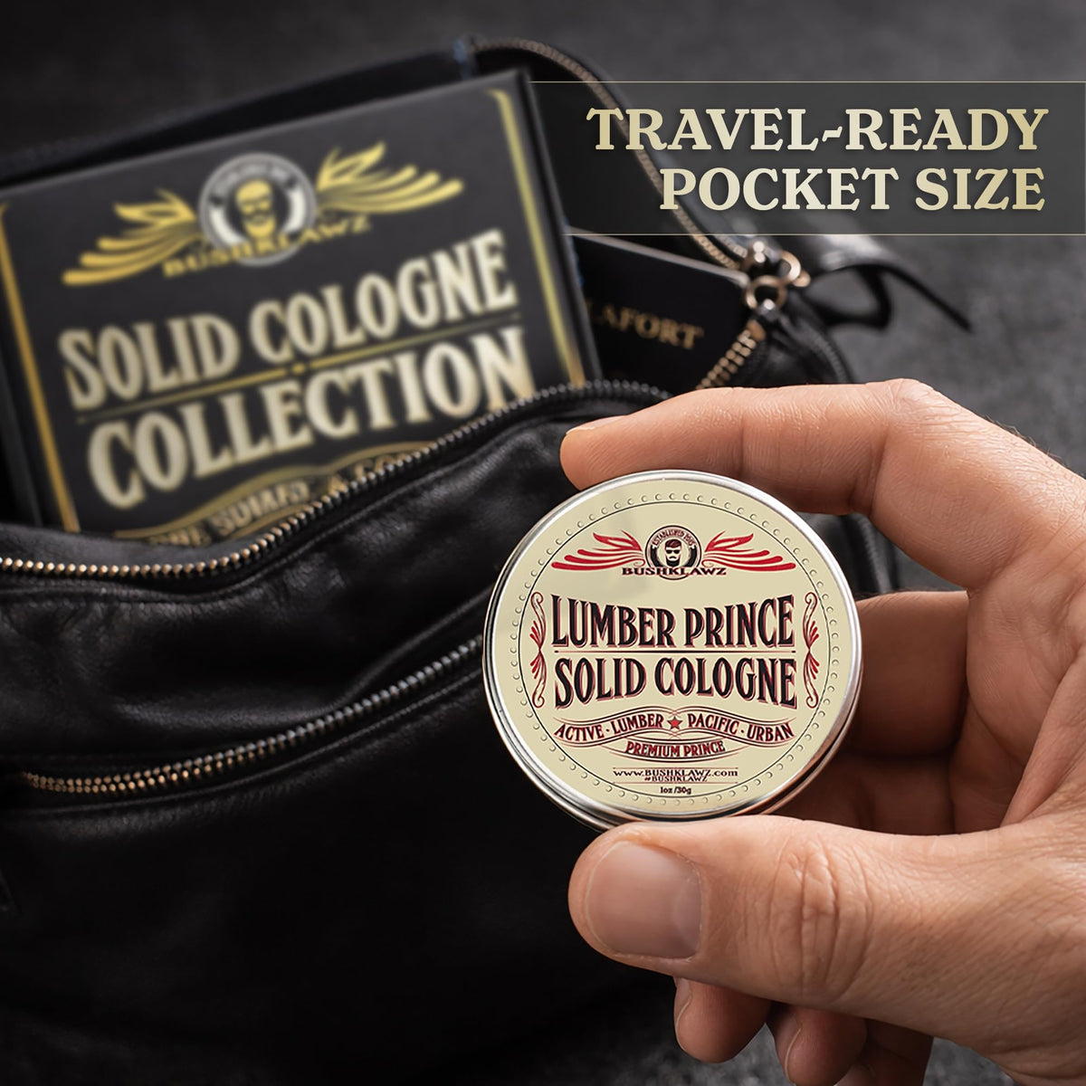 BushKlawz Prince solid cologne label close-up showing premium branding