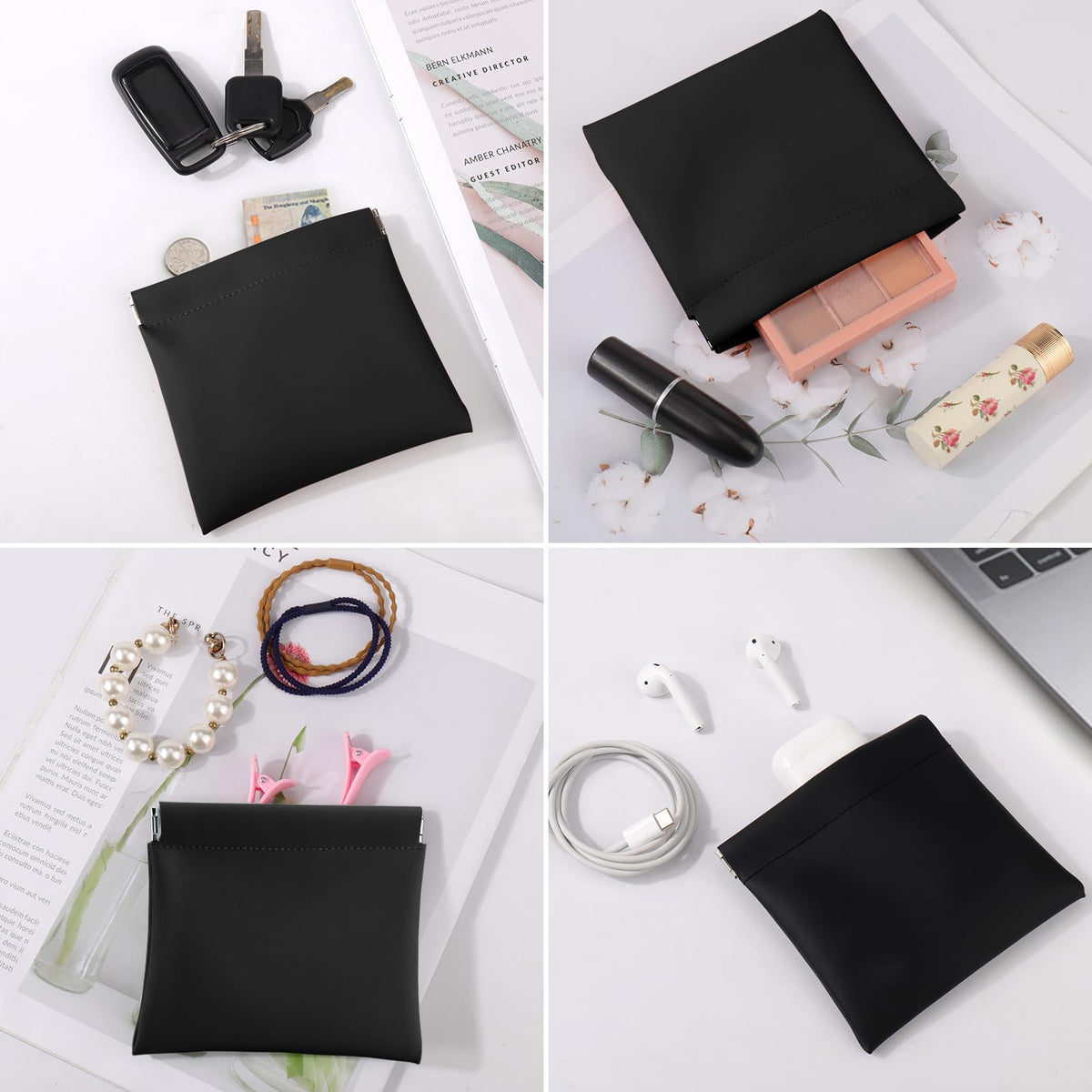 BUSOHA waterproof faux leather cosmetic bag with durable finish.