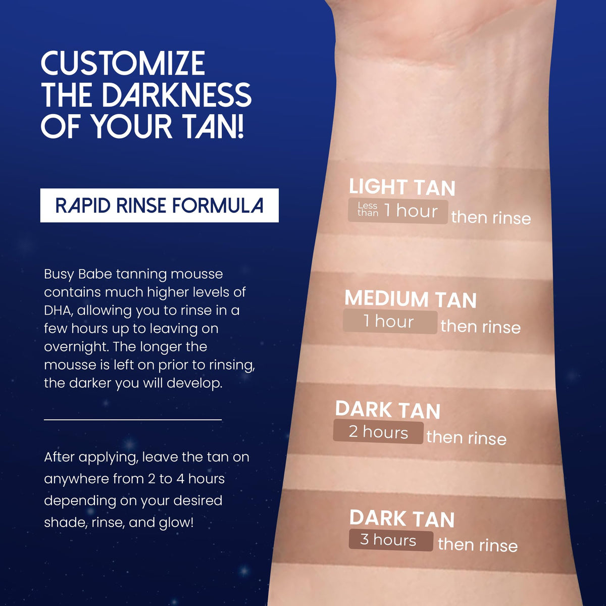 Bottle and mitt shown together for at-home salon-quality tan.