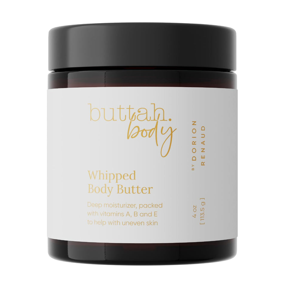 Buttah by Dorion Renaud whipped butter jar delivering deep hydration for melanin-rich skin.