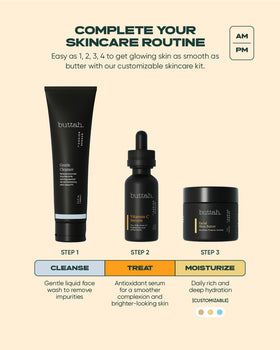 Buttah Lifestyle shot showing a calming morning skincare ritual.