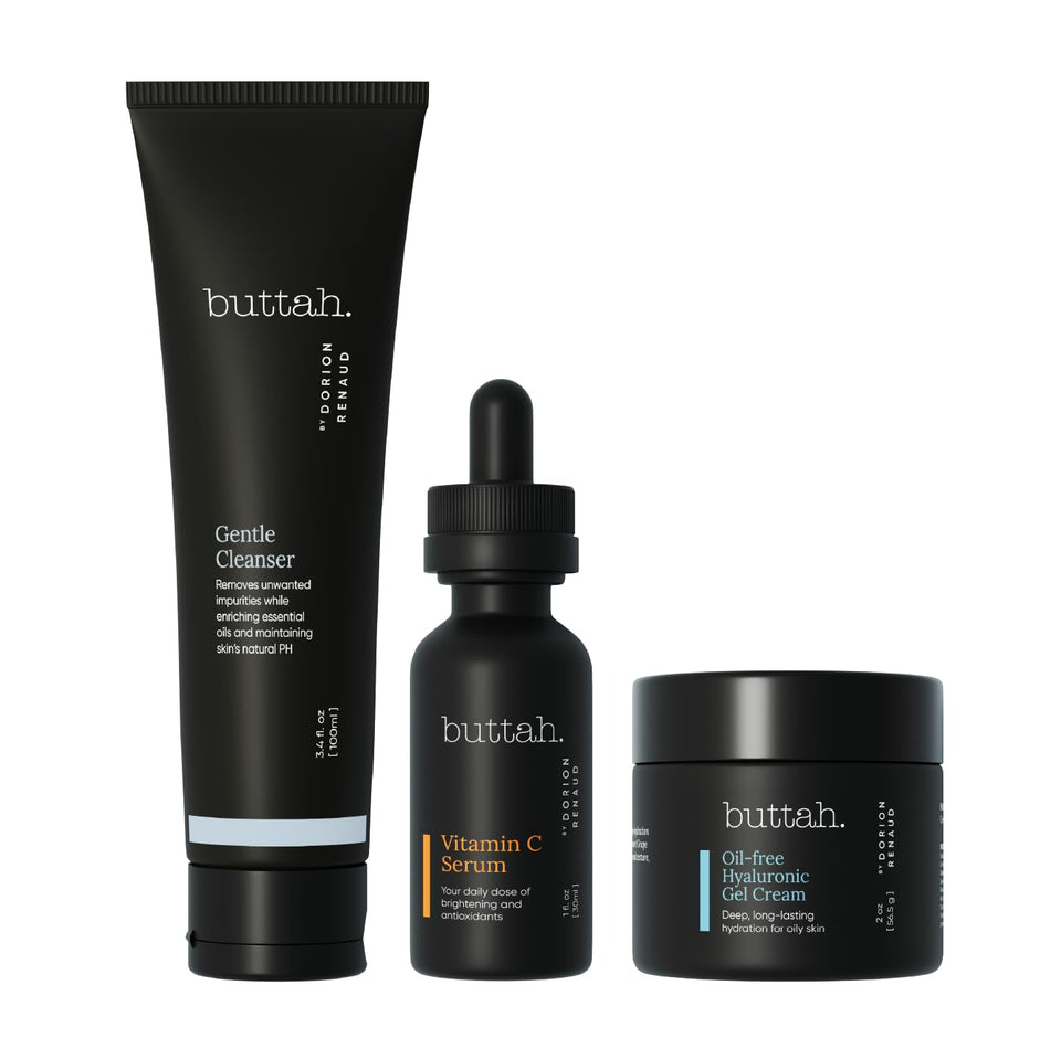 Buttah Oil-Free Hyaluronic Gel Cream packaging close-up highlighting sleek branding for oil-prone skin.