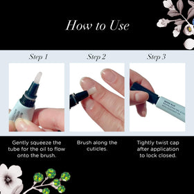 butter LONDON Cuticle Oil in hand applying softens cuticles.