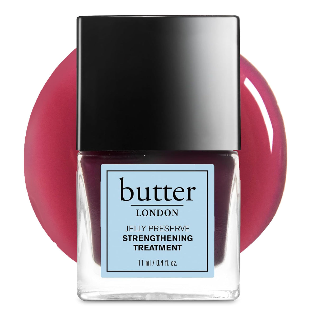 Butter LONDON Jelly Preserve bottle close-up in Victoria Plum shade, translucent finish.