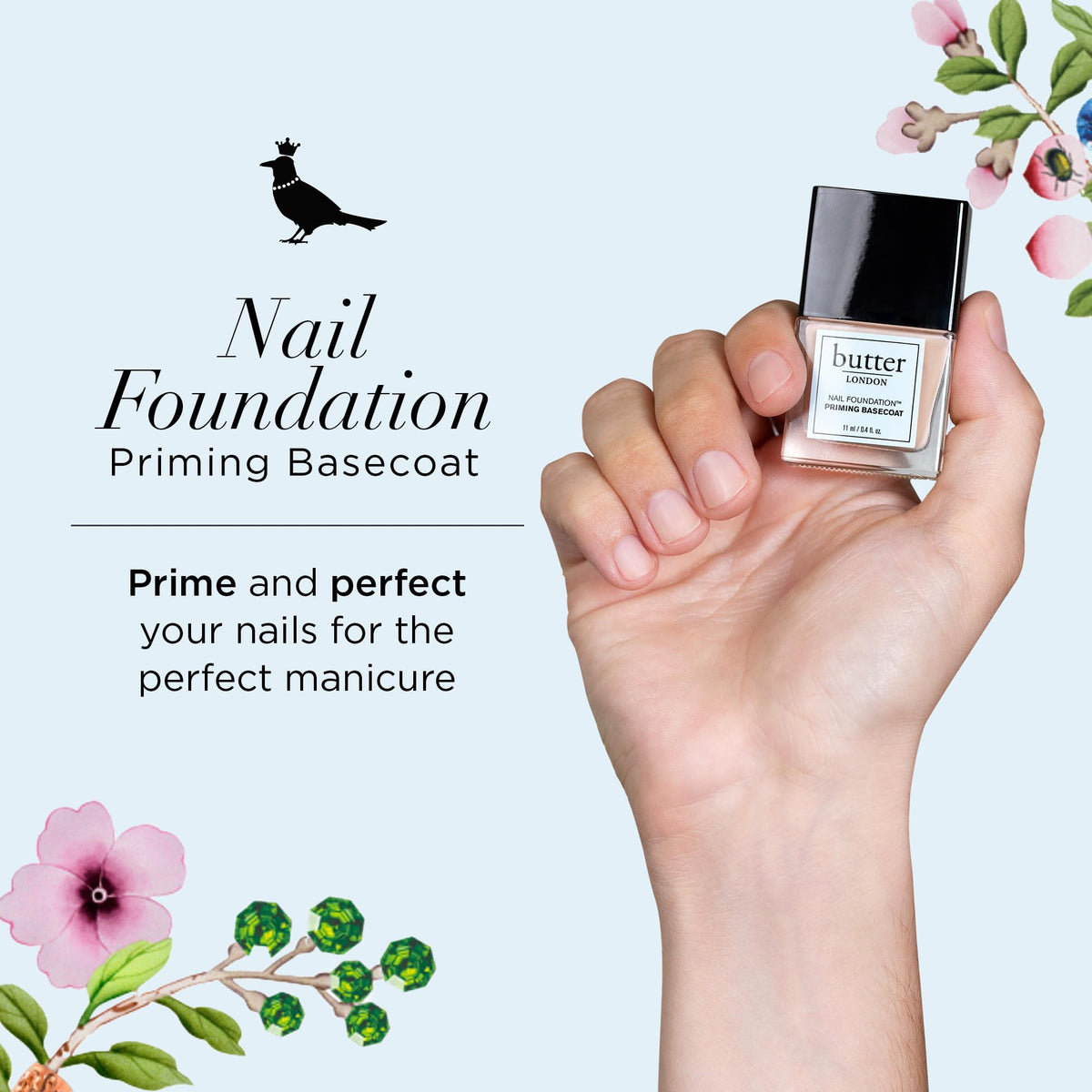 butter LONDON nail foundation priming base coat nude matte finish for a natural, even look.