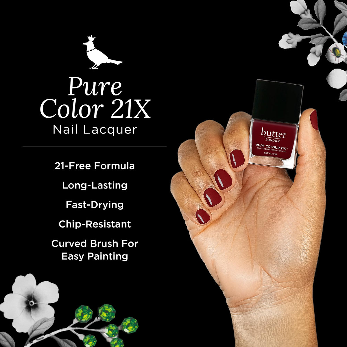 butter LONDON PC21X Afters glossy finish shot highlights vibrant gel-like shine.