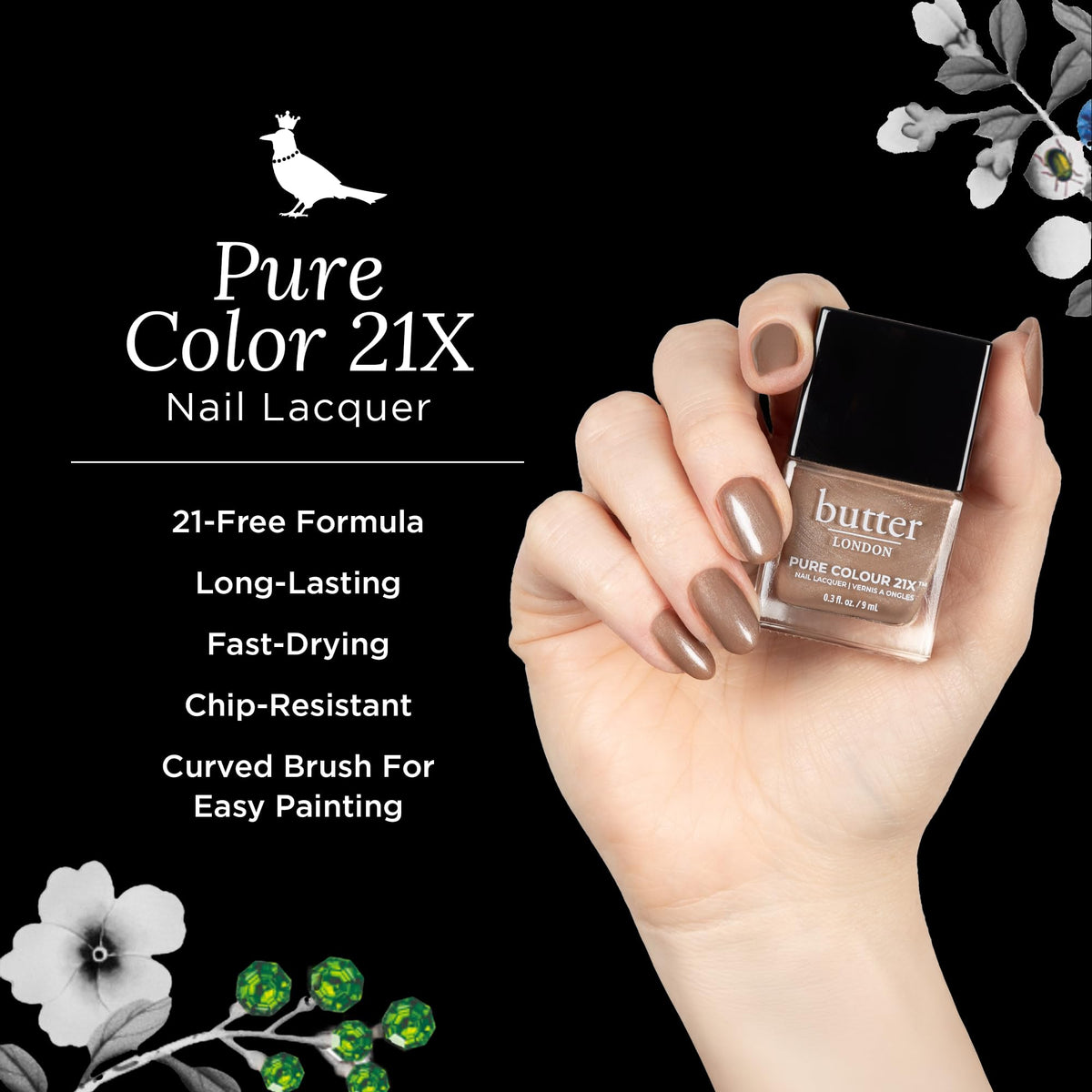 butter LONDON PC21X All Hail the Queen bottle cap close-up highlights glossy gel-like finish