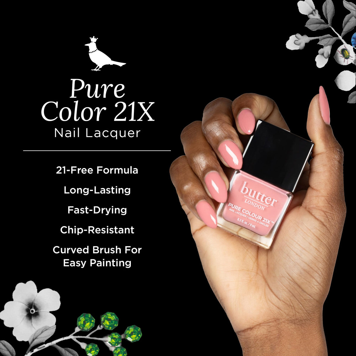 Butter LONDON PC21X Coming Up Roses brush applying color on nails