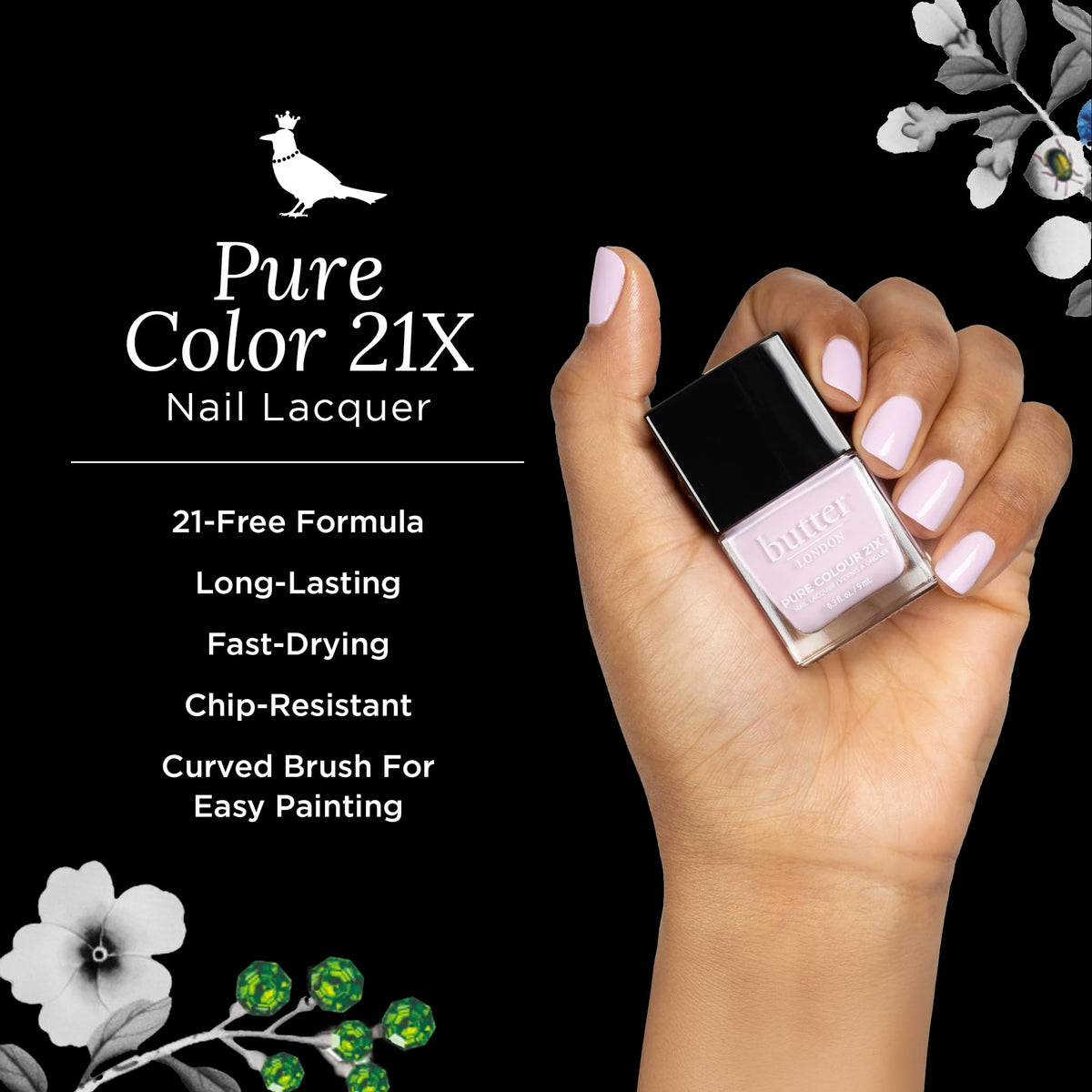 Applying Butter LONDON PC21X English Lavender with a brush for quick-dry finish