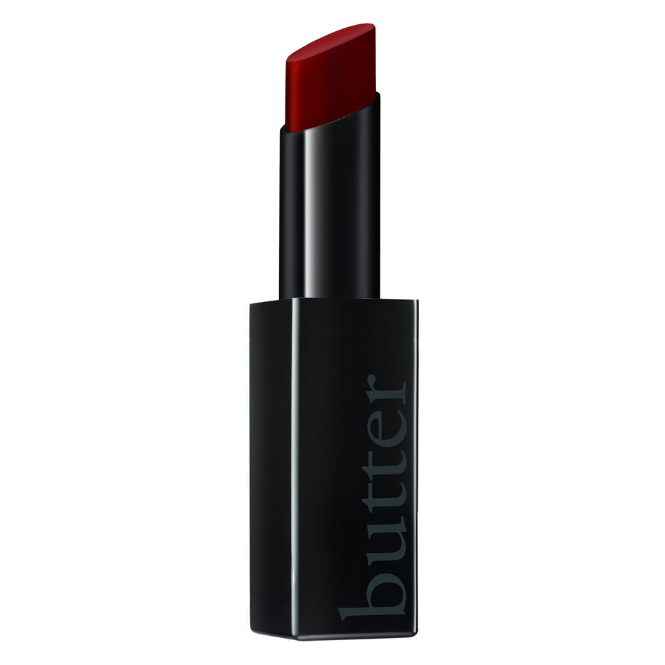 butter LONDON Plush Rush Fired Up swatch shows creamy satin matte color with weightless feel
