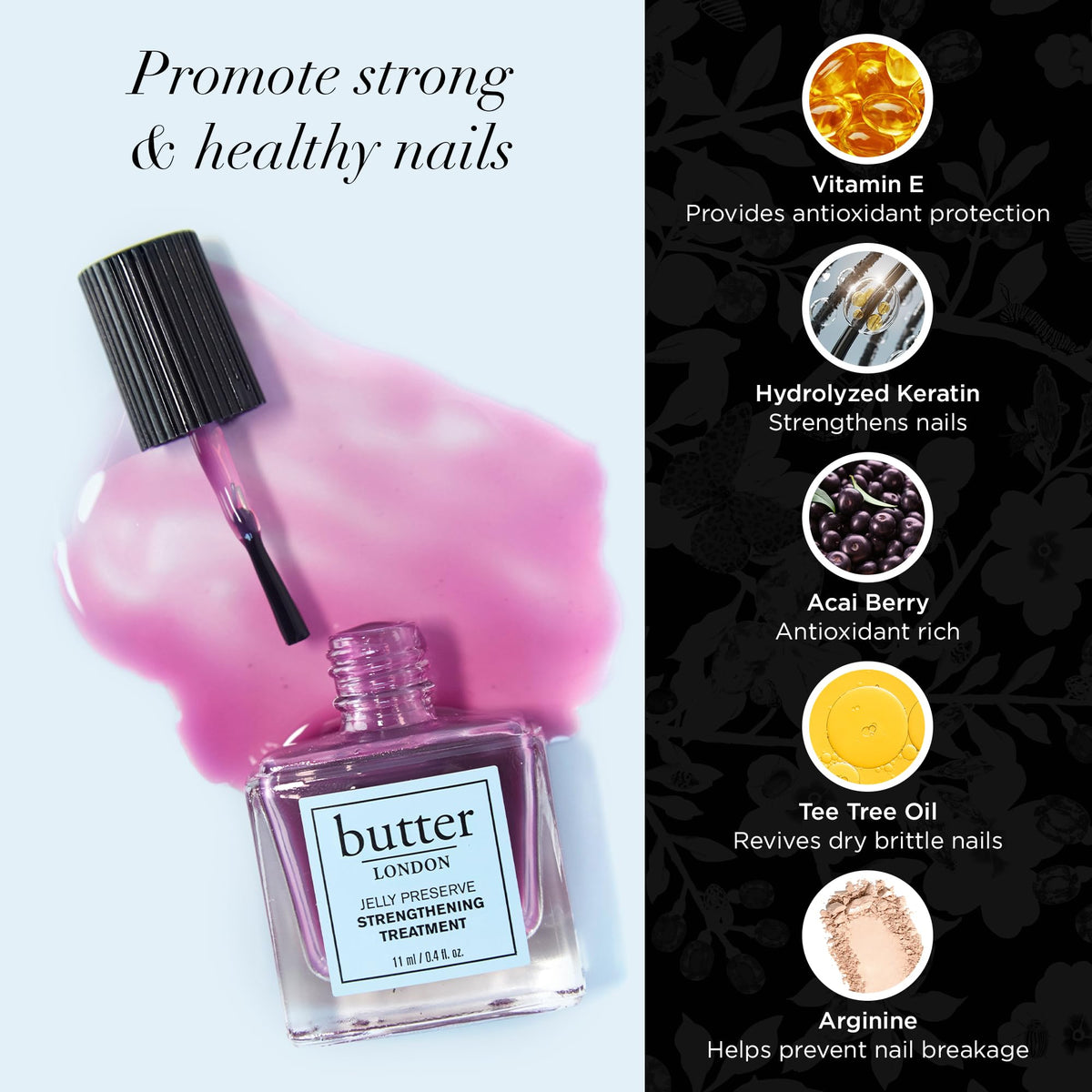 Victoria Plum jelly finish adds subtle color while nourishing nails.