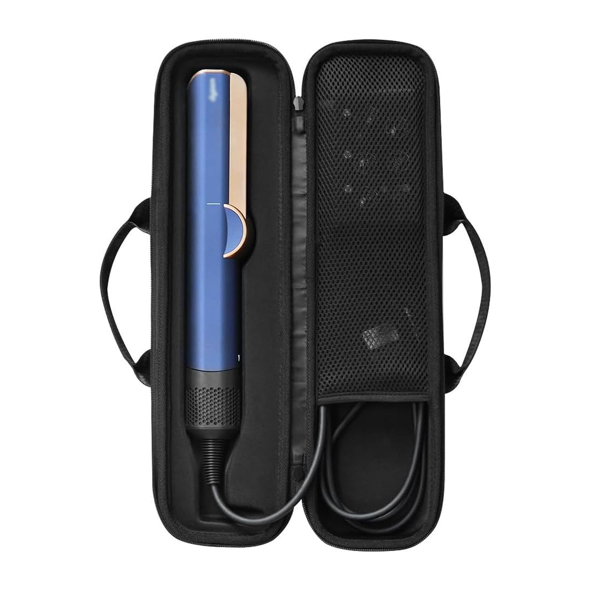 Buwico Dyson Airstrait case interior grooves cradle the straightener securely.