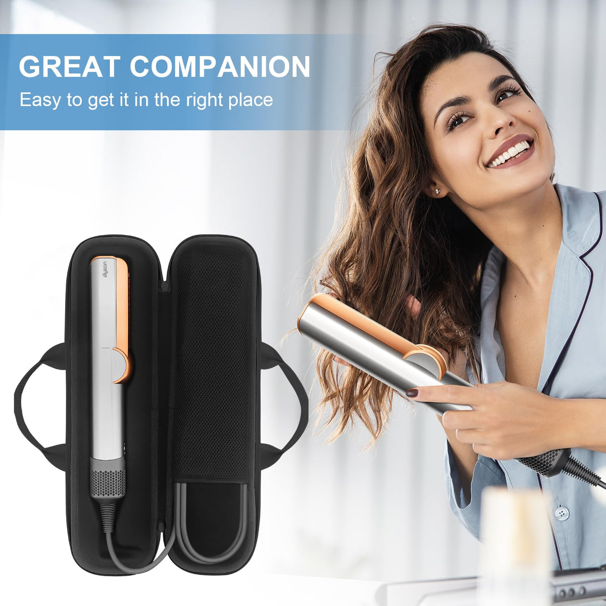 Buwico Dyson Airstrait case water-resistant Oxford cloth protects against splashes.
