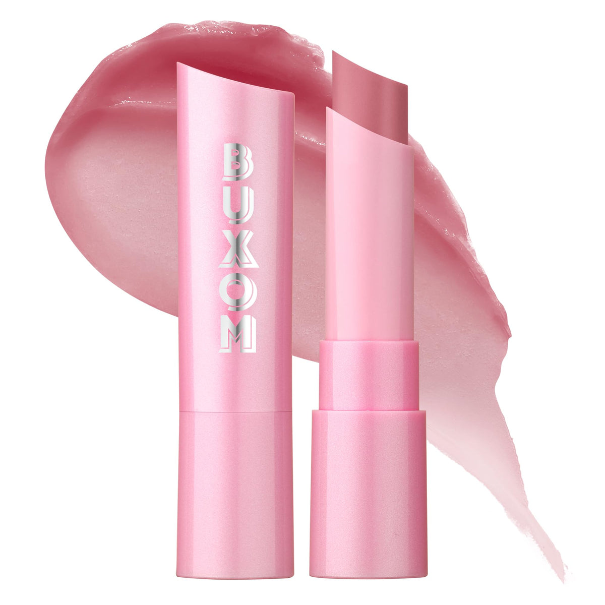 BUXOM Dolly Delight lip balm close-up showing sheer glow and plump-looking lips