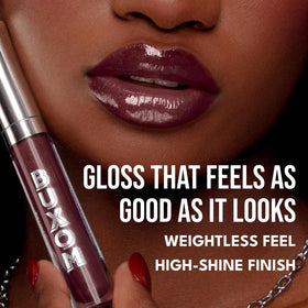 Swatch of Dylan lip gloss showing shimmering finish in daylight.