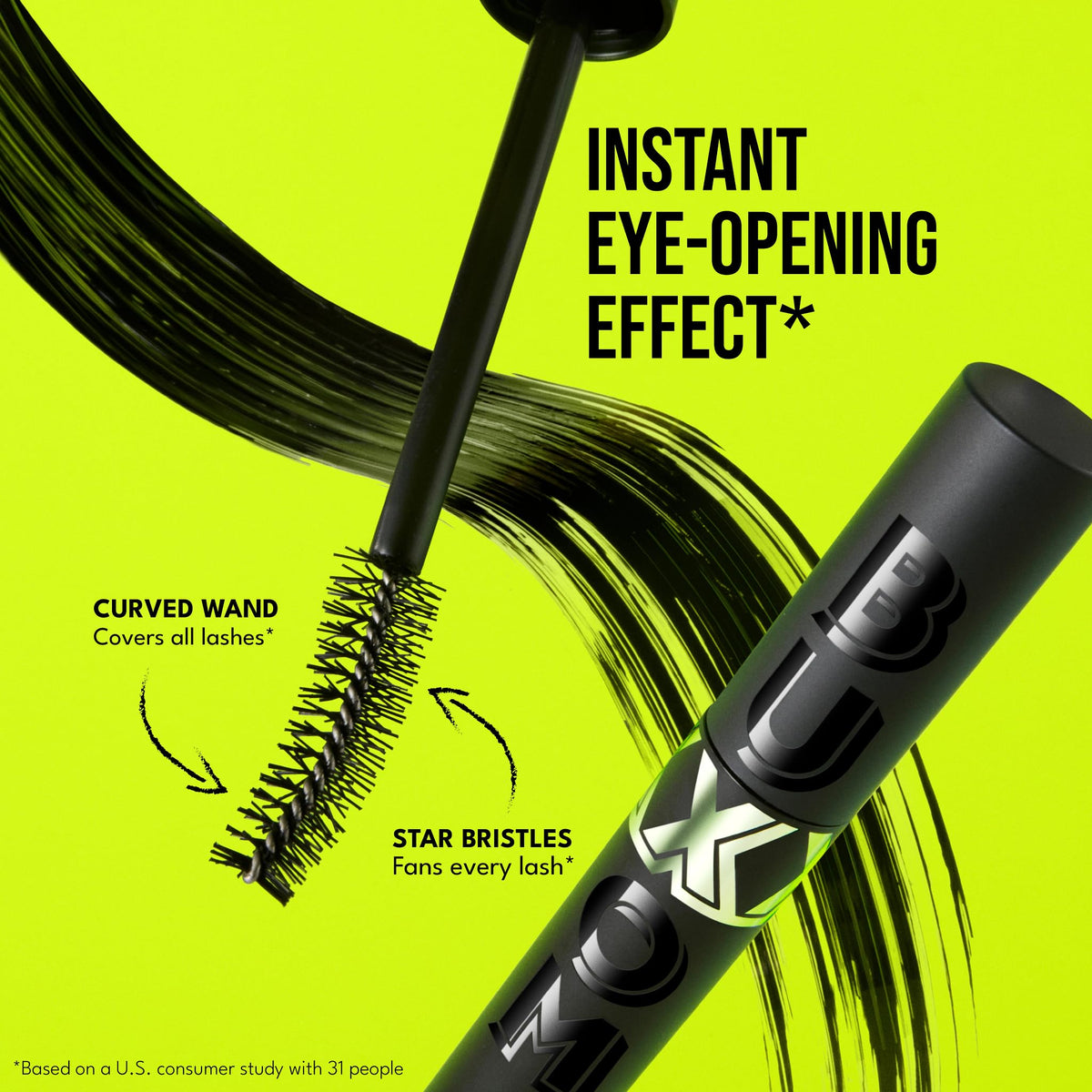 BUXOM Lash Xtension Lift Mascara nourishes with shea butter and castor oil.