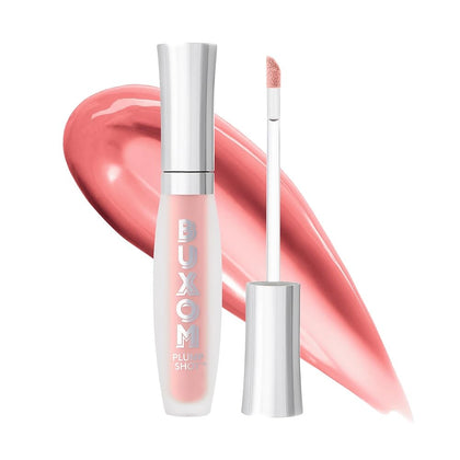 Buxom Plump Shot Lip Serum Soft Blush bottle shows elegant packaging for daily use.