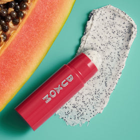 BUXOM Power-Full Lip Scrub with Vitamin E nourishes lips for softness.