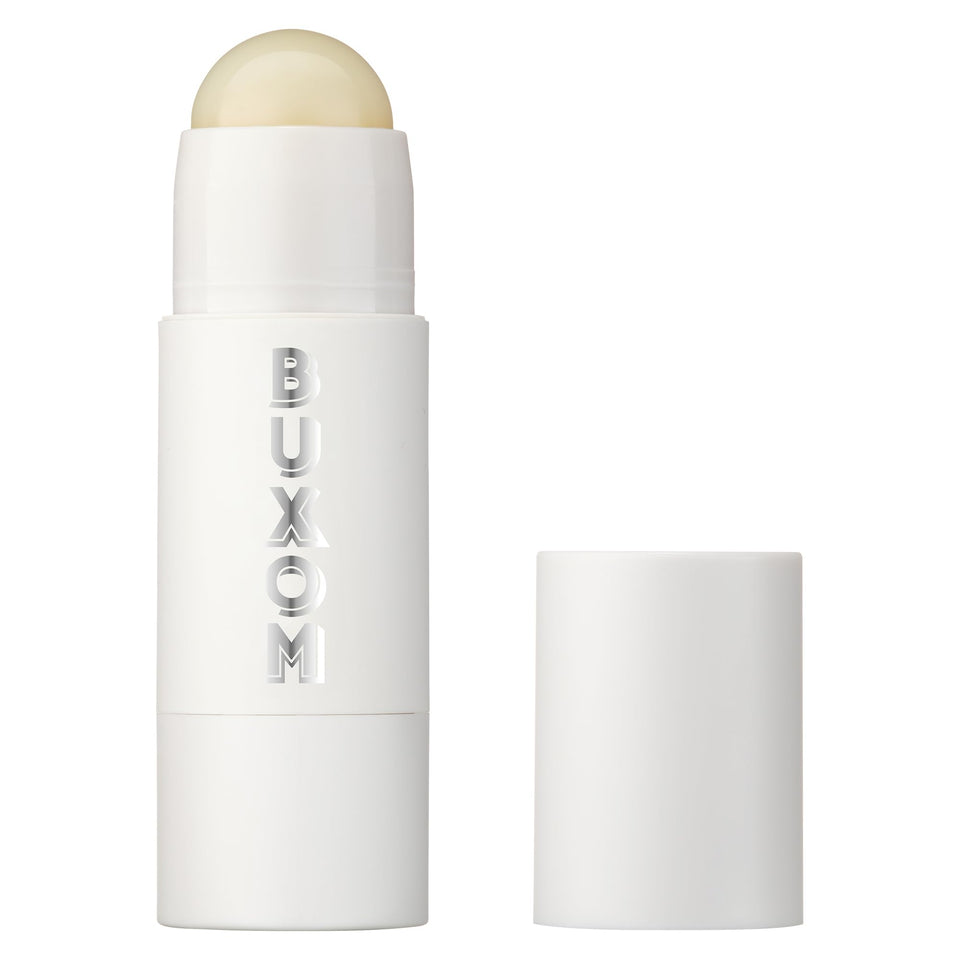 BUXOM Power-Full Lip Balm being applied for instant hydration and subtle plump shine