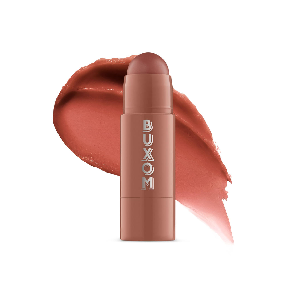 BUXOM Power-Full Lip Balm Inner Glow tube closeup with hydrating tint boost.