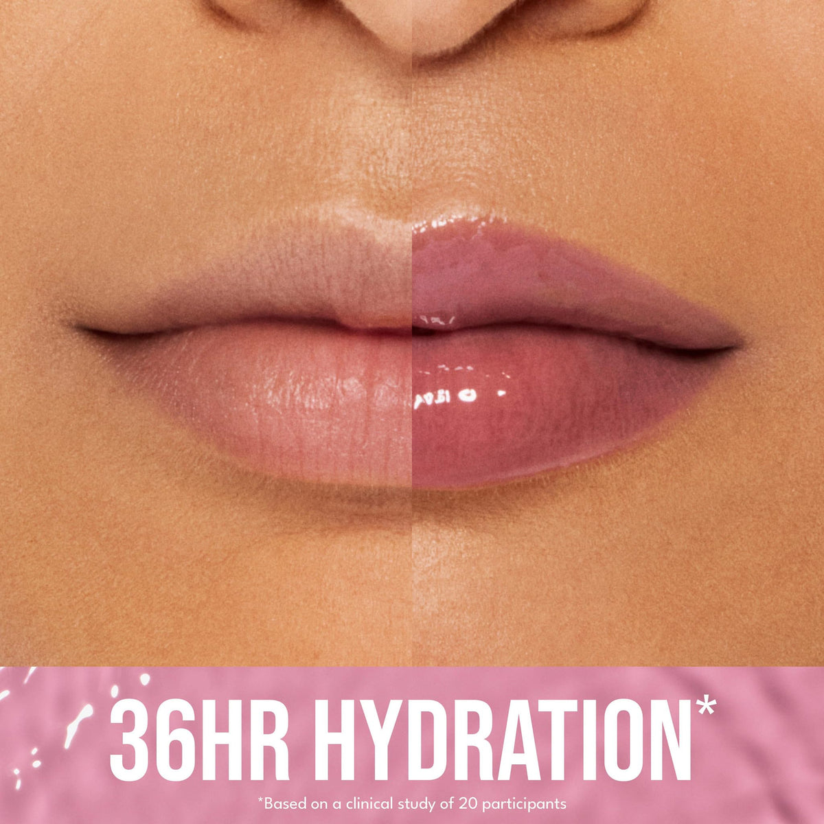 Applicator brush applying Buxom lip tint for smooth color.