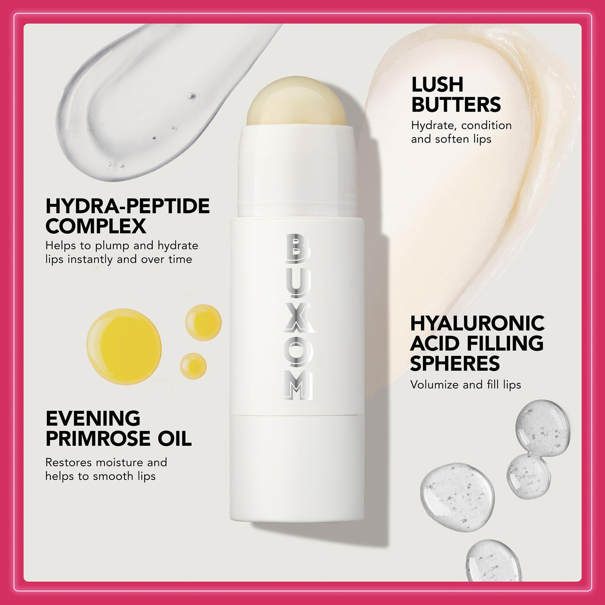 Lips with BUXOM Power-Full Lip Butter providing natural shine