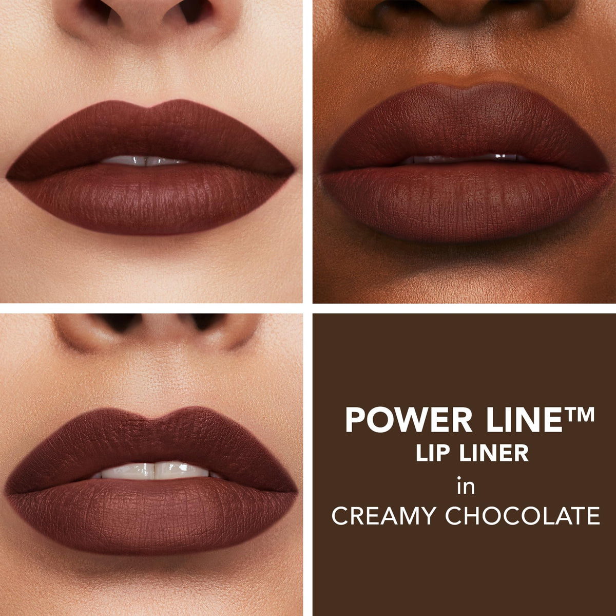 BUXOM Power Line Plumping Lip Liner Creamy Chocolate built-in blending brush for seamless filling.