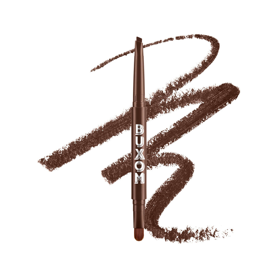 BUXOM Power Line Plumping Lip Liner Creamy Chocolate with a chisel tip for precise definition.