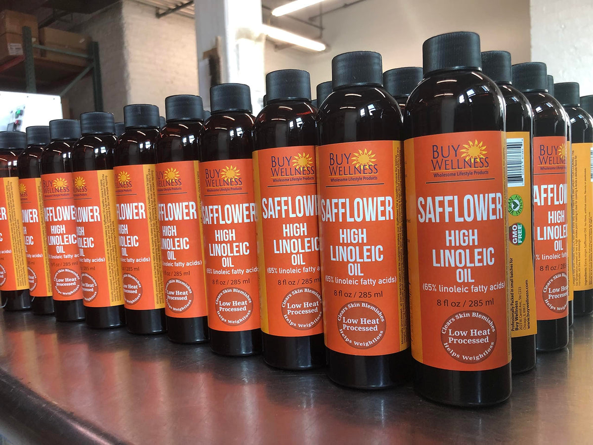 Buy Wellness safflower oil 8oz packaging supports daily skincare routines.