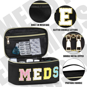 BuyCard Meds Bag gold zipper detail adds stylish convenience to daily routines