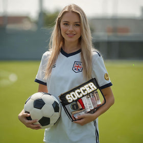 BuyCard soccer-themed gift bag for her friends and soccer lovers