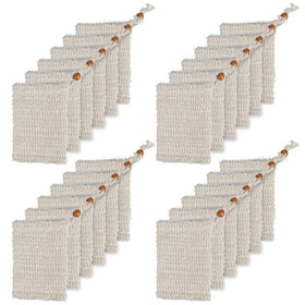 BUYGOO sisal mesh soap bag with drawstring for easy hanging and drying.