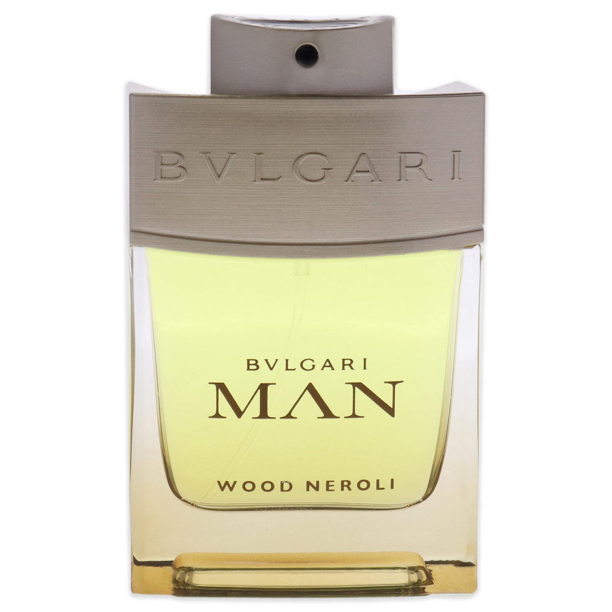 BVLGARI BVLGARI Man Wood Neroli bottle close-up highlighting amber warmth.