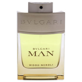 BVLGARI BVLGARI Man Wood Neroli bottle close-up highlighting amber warmth.