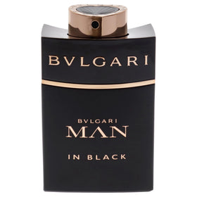 BVLGARI Man in Black bottle side view showing sleek design.