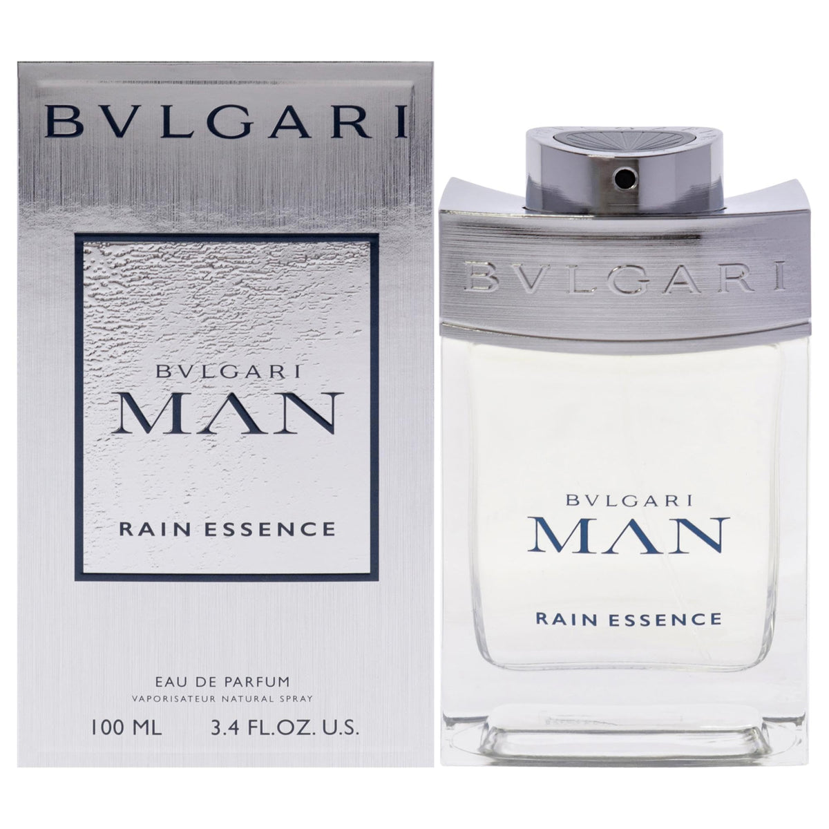 BVLGARI Man Rain Essence bottle close-up for premium daily wear.