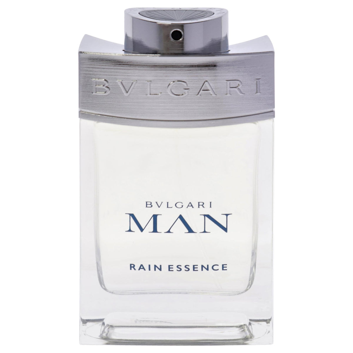 BVLGARI Man Rain Essence spray bottle shown for all-day freshness.